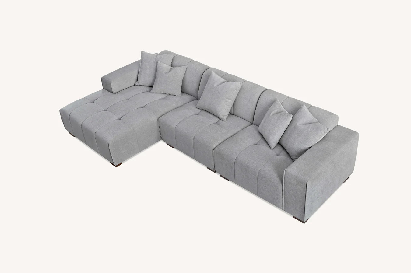 Astana Cloud Grey Boucle Tufted Left Hand Corner Group in Cloudy Grey Boucle