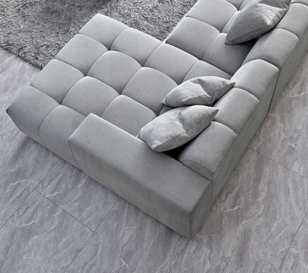 Astana Cloud Grey Boucle Tufted Right Hand Corner Group in Cloudy Grey Boucle