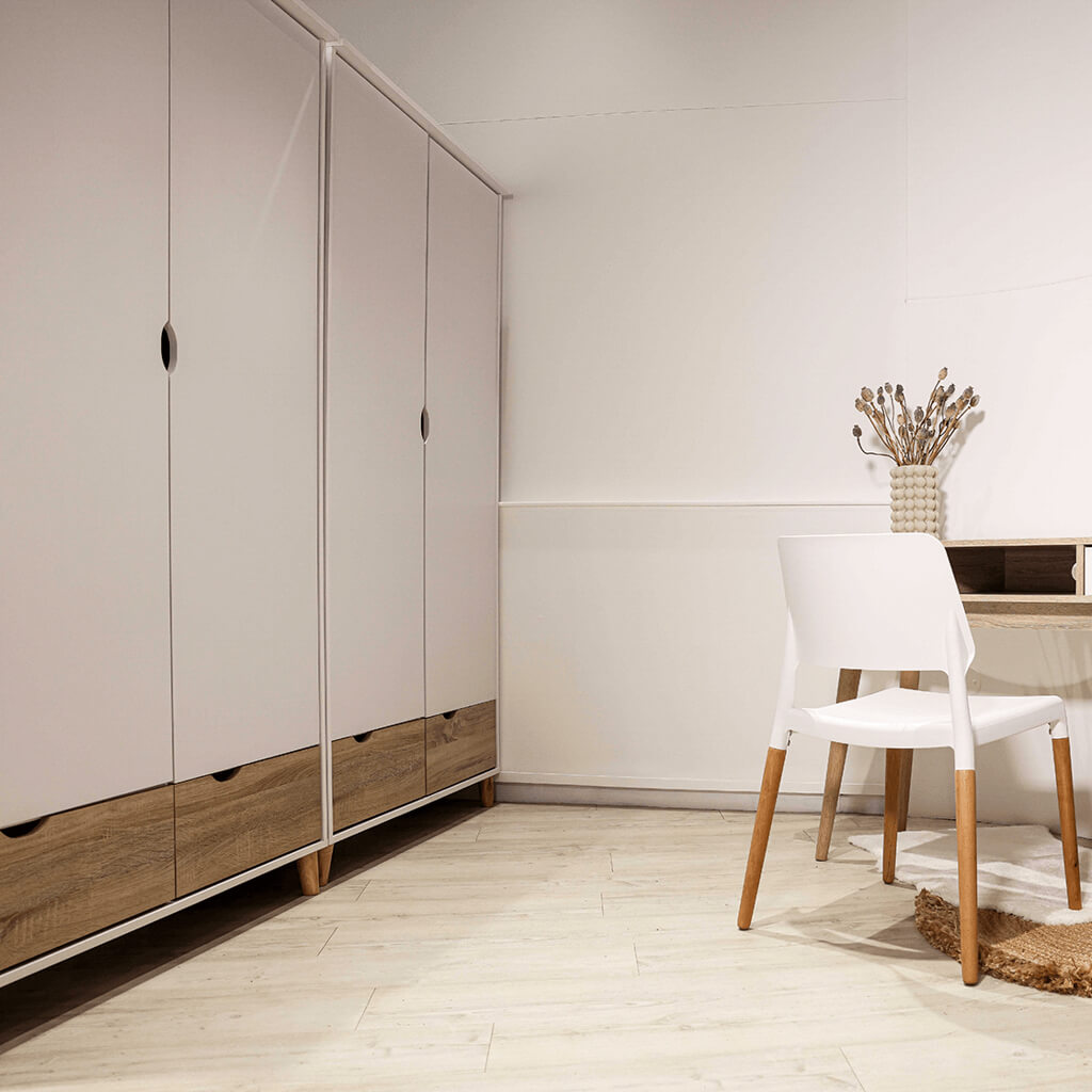 Caroline White-Oak Double Wardrobe