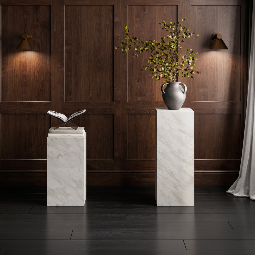 Axis White Marble Small Pedestal