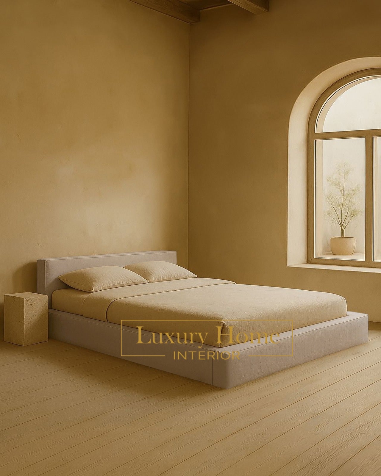 The Bespoke Alora Bed Upholstered Low Bed Frame- Fully Customisable with Storage Options- Minimalist Cloud Range