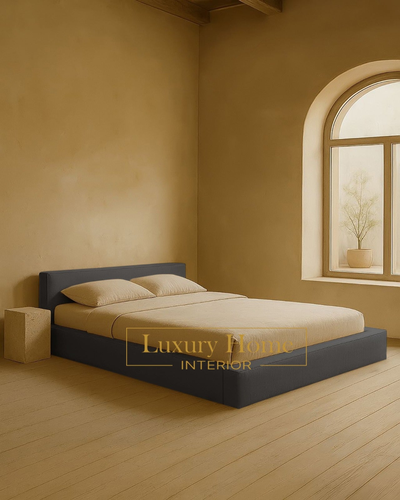 The Bespoke Alora Bed Upholstered Low Bed Frame- Fully Customisable with Storage Options- Minimalist Cloud Range