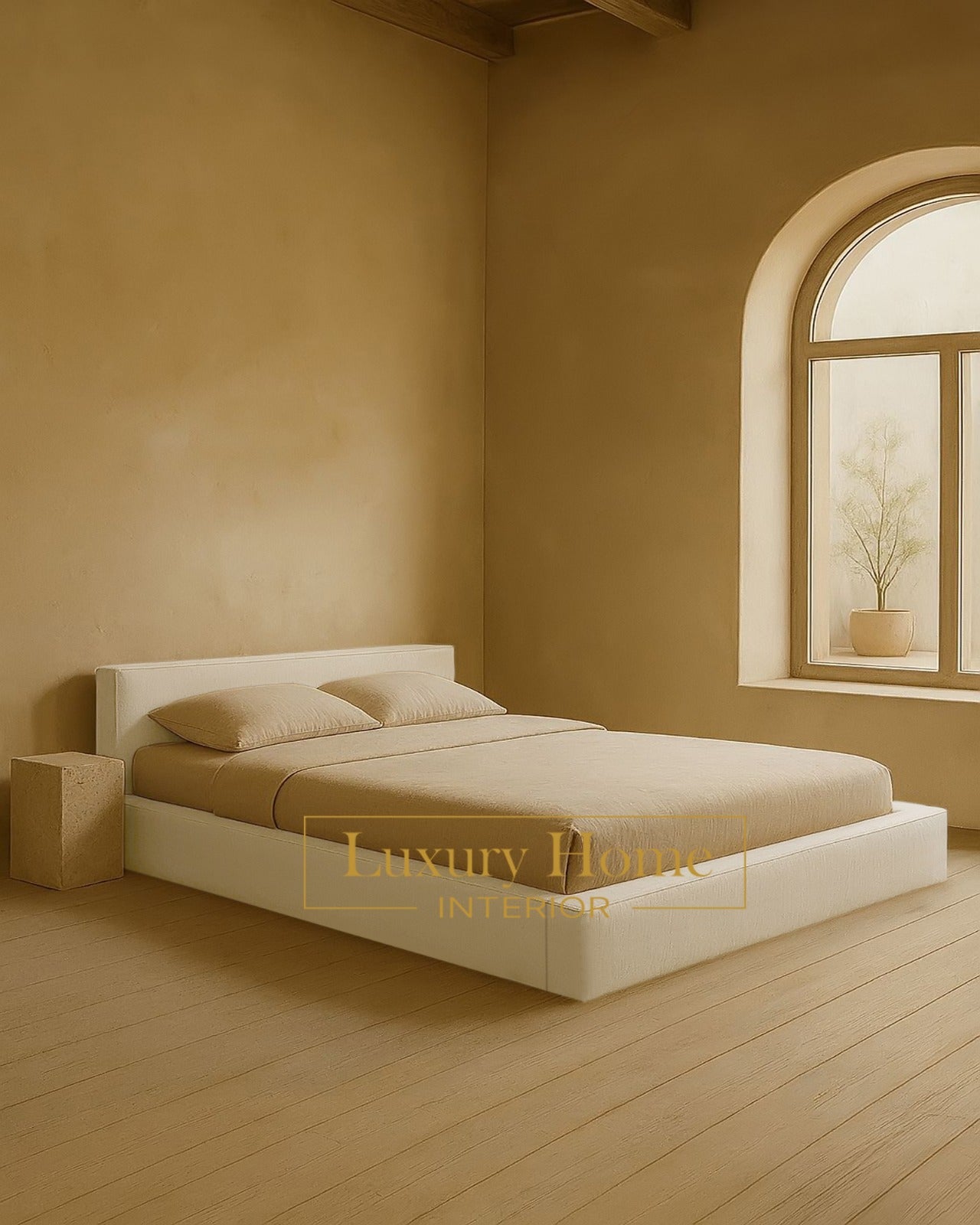 The Bespoke Alora Bed Upholstered Low Bed Frame- Fully Customisable with Storage Options- Minimalist Cloud Range