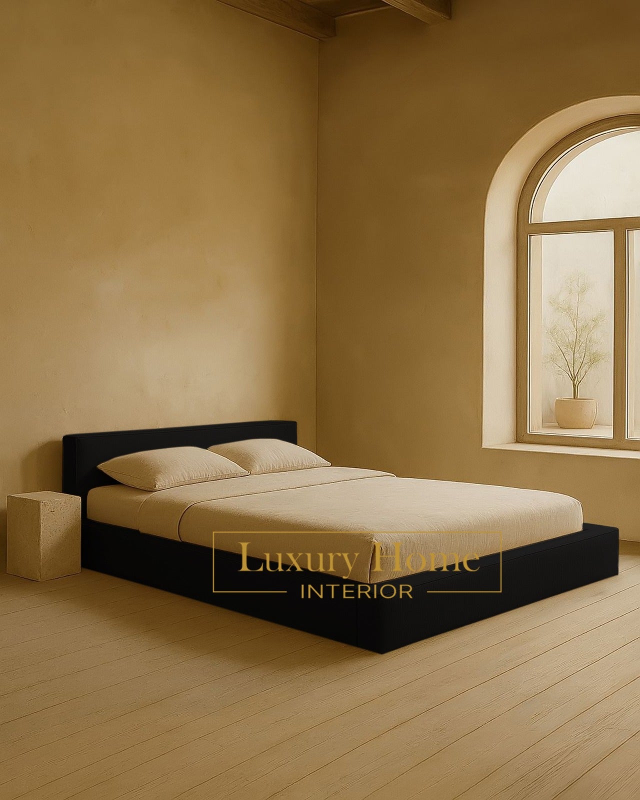 The Bespoke Alora Bed Upholstered Low Bed Frame- Fully Customisable with Storage Options- Minimalist Cloud Range