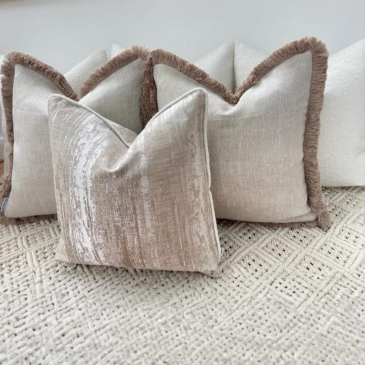 The Luxury Bohemian Boucle Taupe Cushion Set