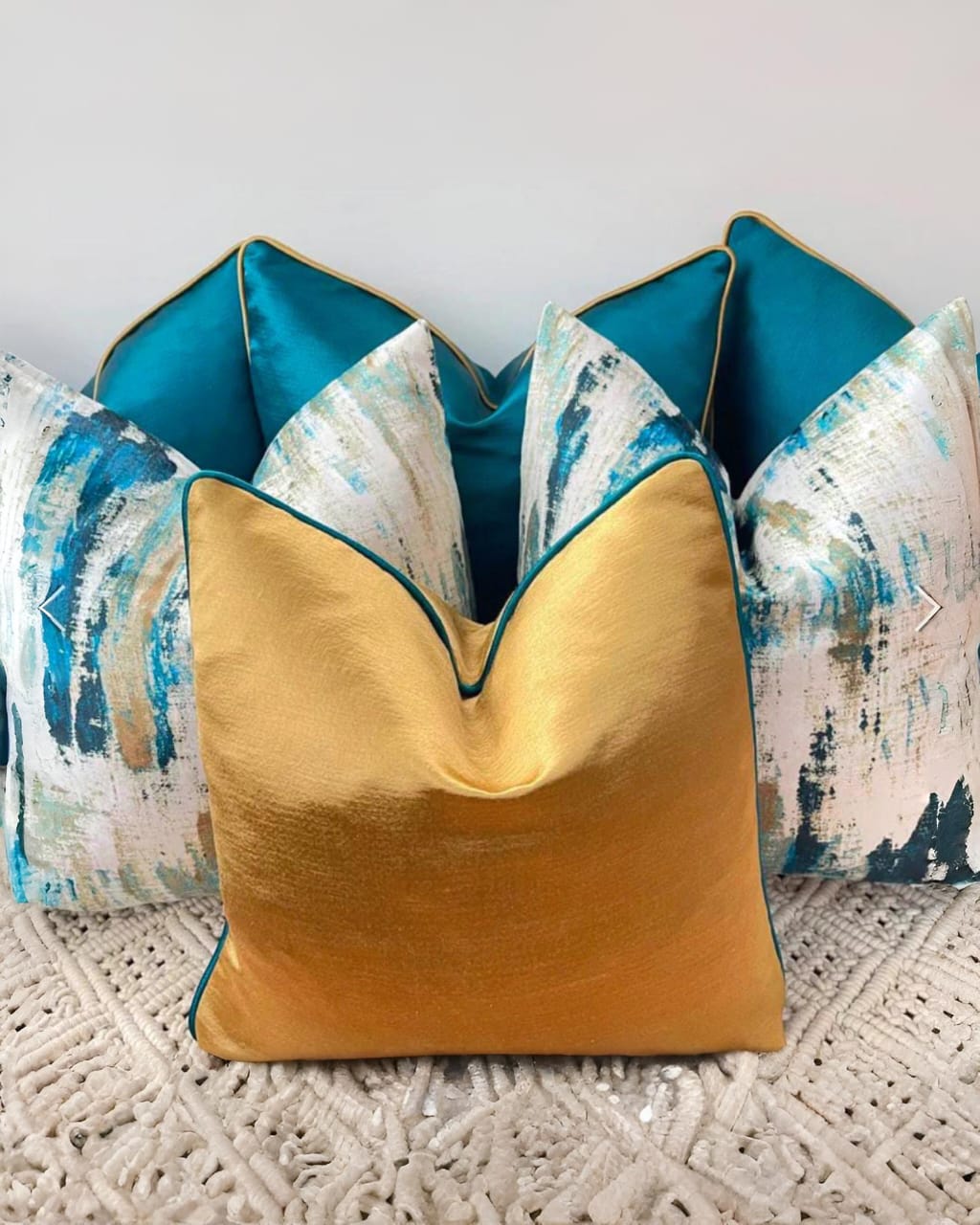 The Peacock Teal Velvet Bed Cushion Set