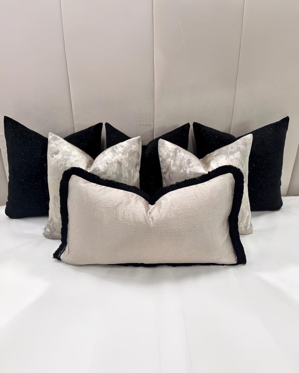 The Luxury Black Anissa Bed Cushion Set