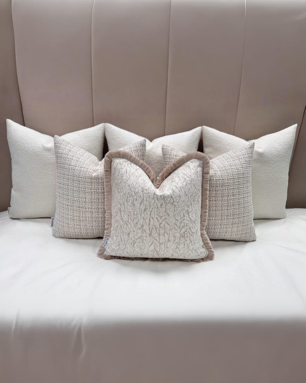 The Luxury Cream Charlotte Bed Cushion Set