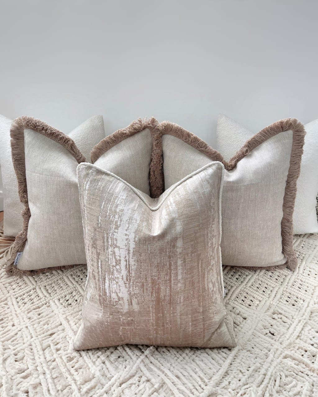 The Luxury Bohemian Boucle Taupe Cushion Set