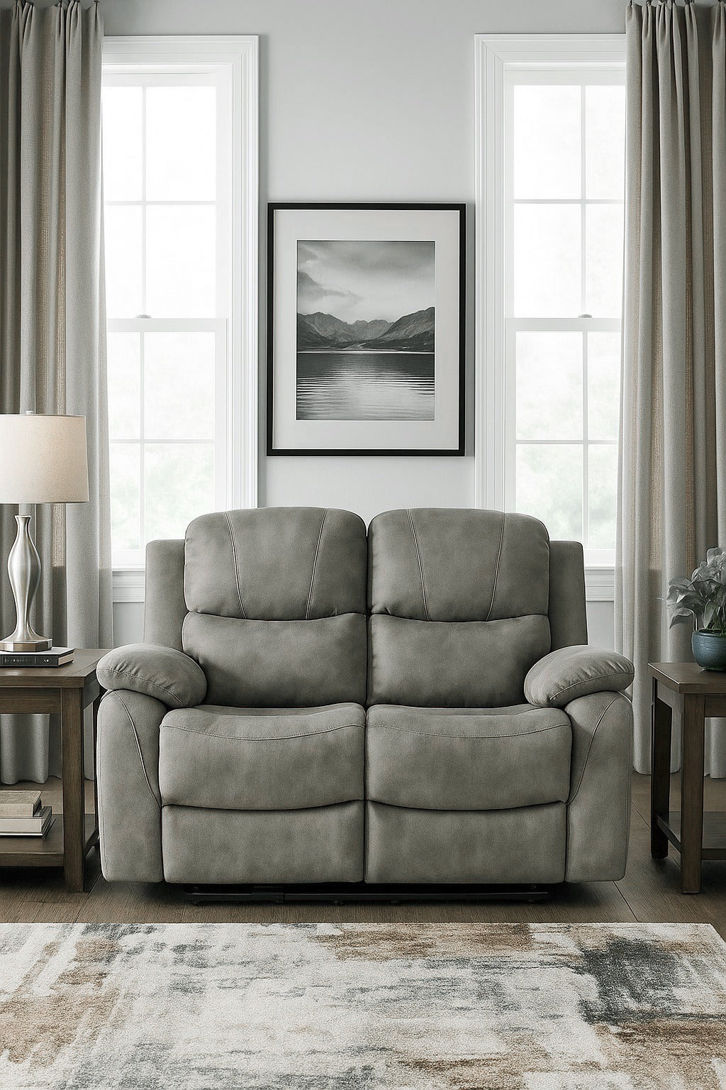 Modern 2-Seater Sofa – Light Grey