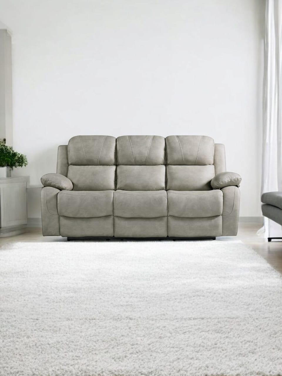 Modern 3-Seater Sofa – Light Grey"