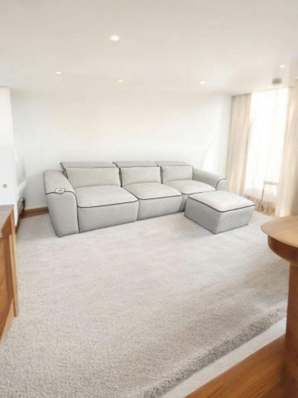 Elan Grey Fabric Sofa – Modern & Comfortable