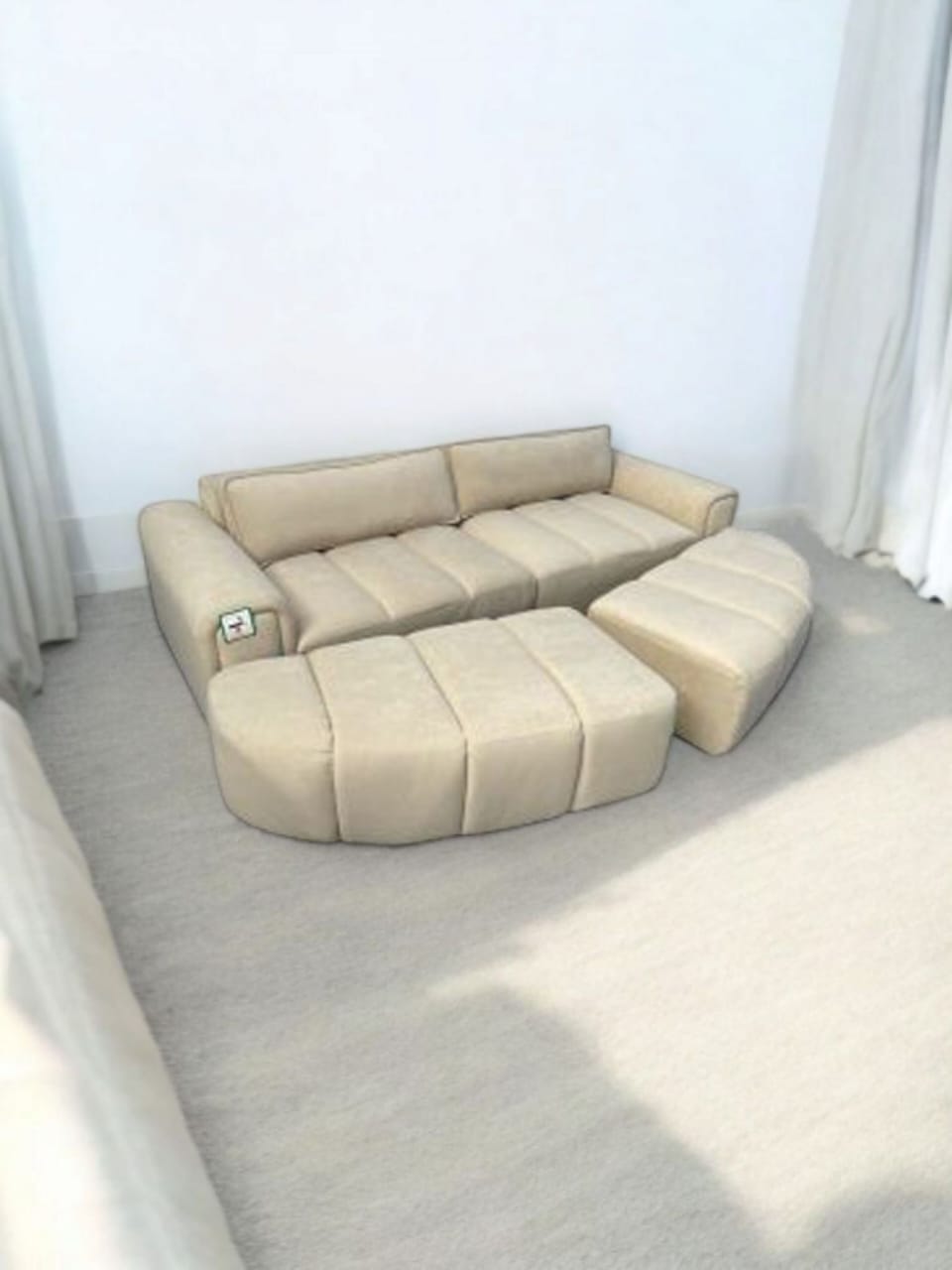 Elegant Cream Sofa – Soft Upholstery & Clean Design