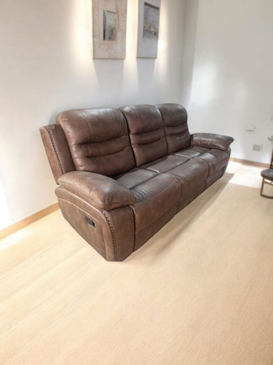 Modern Brown Sofa Soft Fabric & Smooth Function