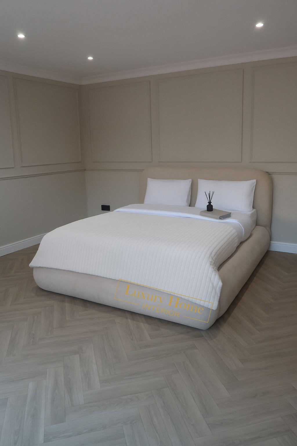 The Bespoke Eleanor Cloud Boucle Upholstered Low Bed Frame- Fully Customisable with Storage Options- Boucle Range