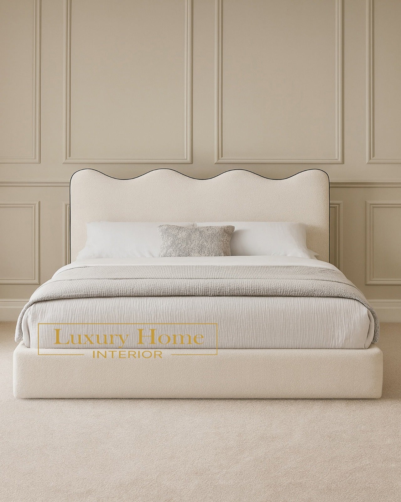 The Bespoke Nora Boucle Upholstered Bed Frame-Fully Customisable with Storage Options- Wave Range