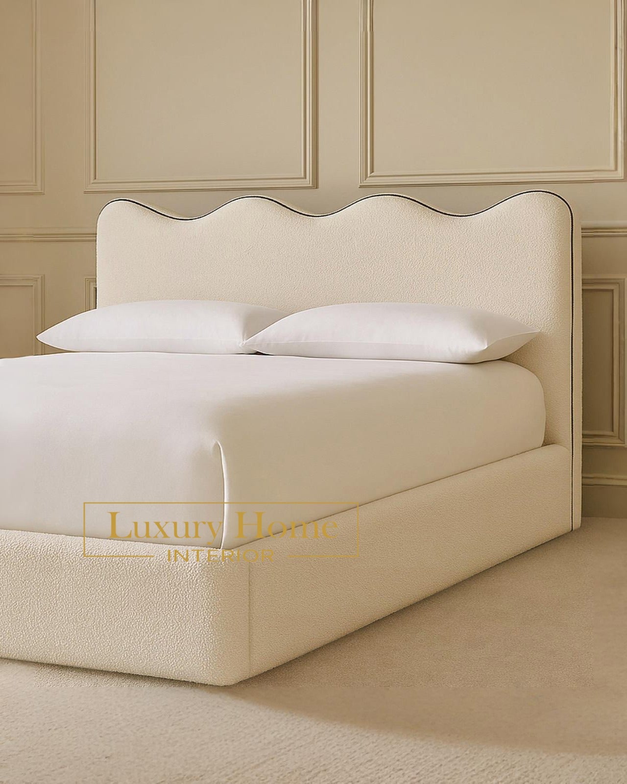 The Bespoke Nora Boucle Upholstered Bed Frame-Fully Customisable with Storage Options- Wave Range