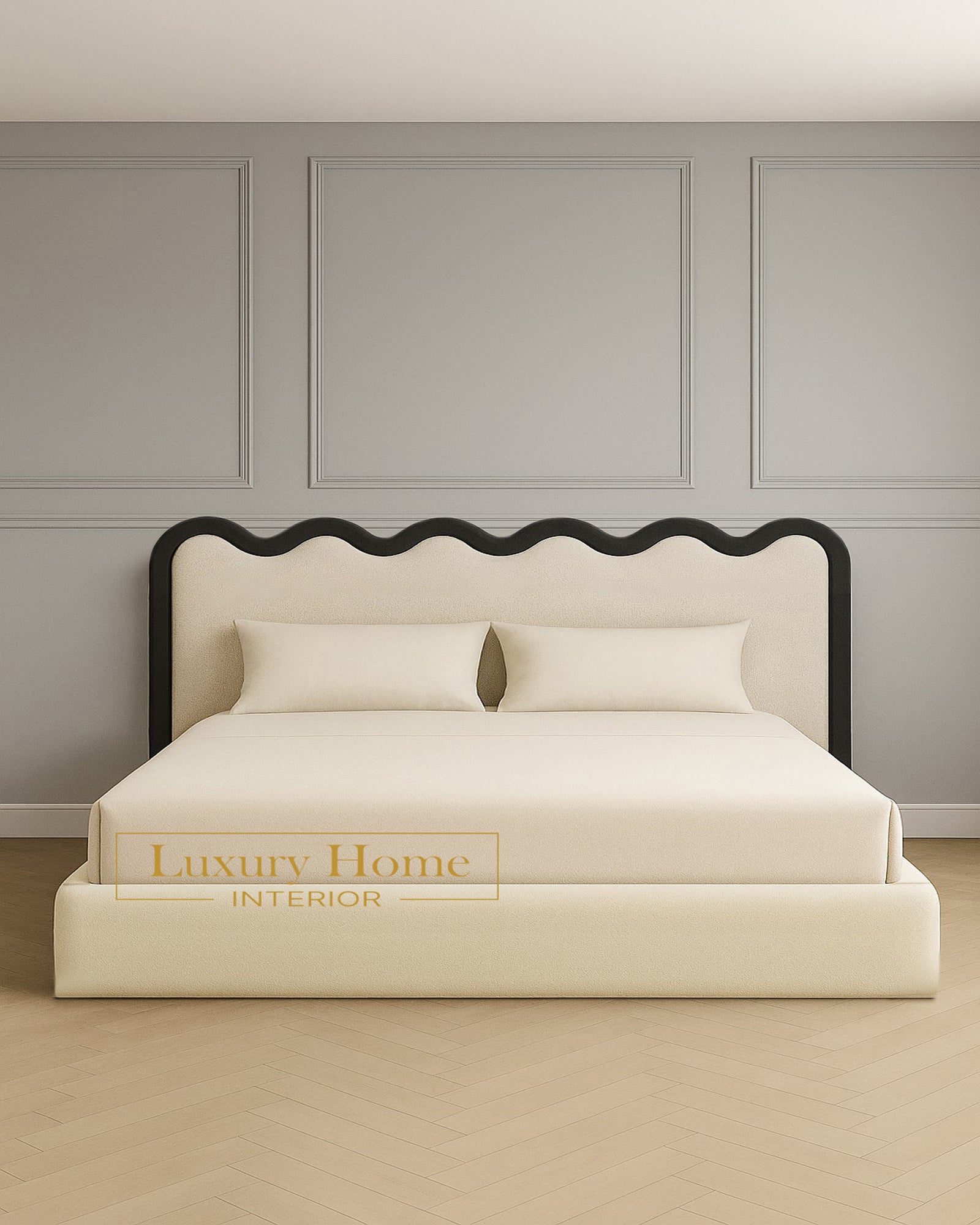 The Bespoke Monochrome III Upholstered Bed Frame- Fully Customisable with Storage Options- Cream Chloe Boucle Range