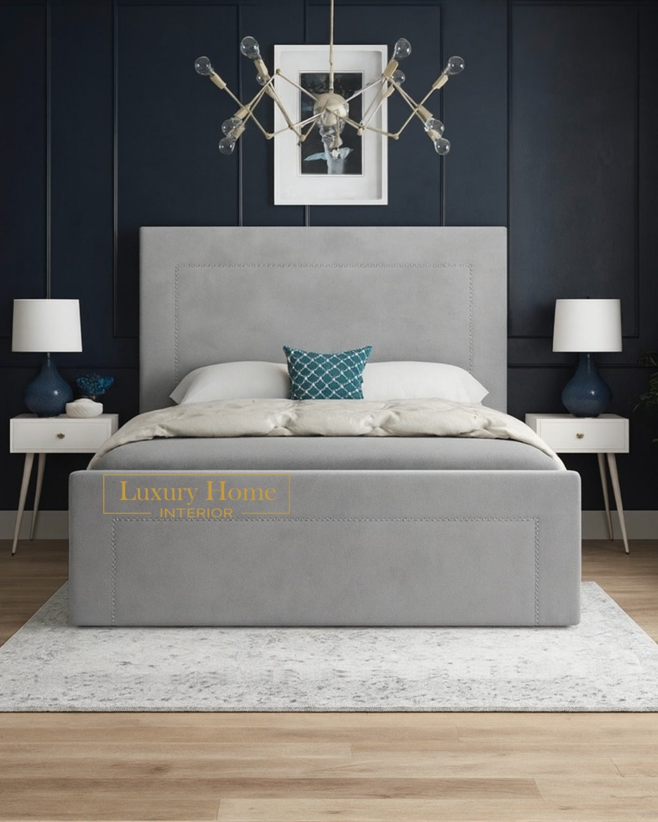 The Bespoke Sophie Upholstered Soft Velvet Bed Frame- Fully Customisable With Ottoman Storage- Velvet Monaco Range