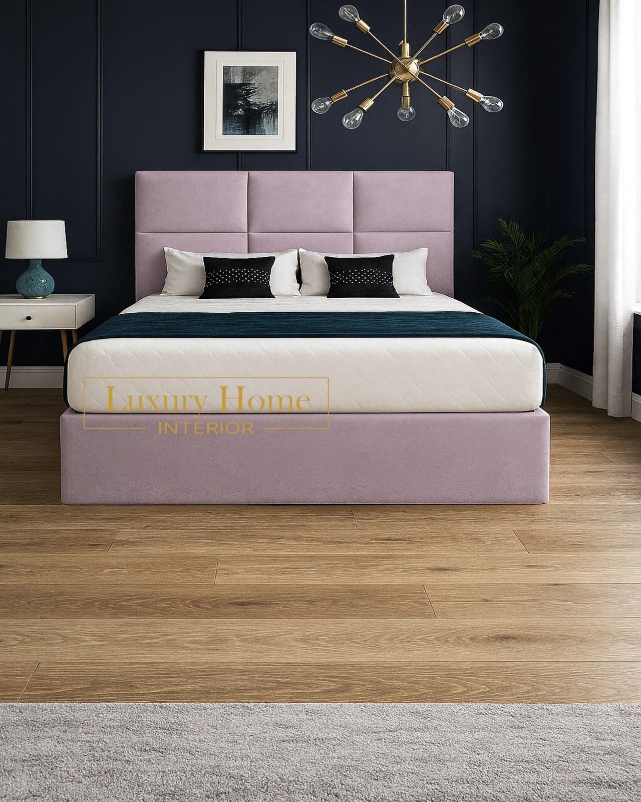 The Bespoke Eliana Upholserted Floorstanding Headboard With Divan Bed Frame-Fully Customisable with Storage Options- Divan Range