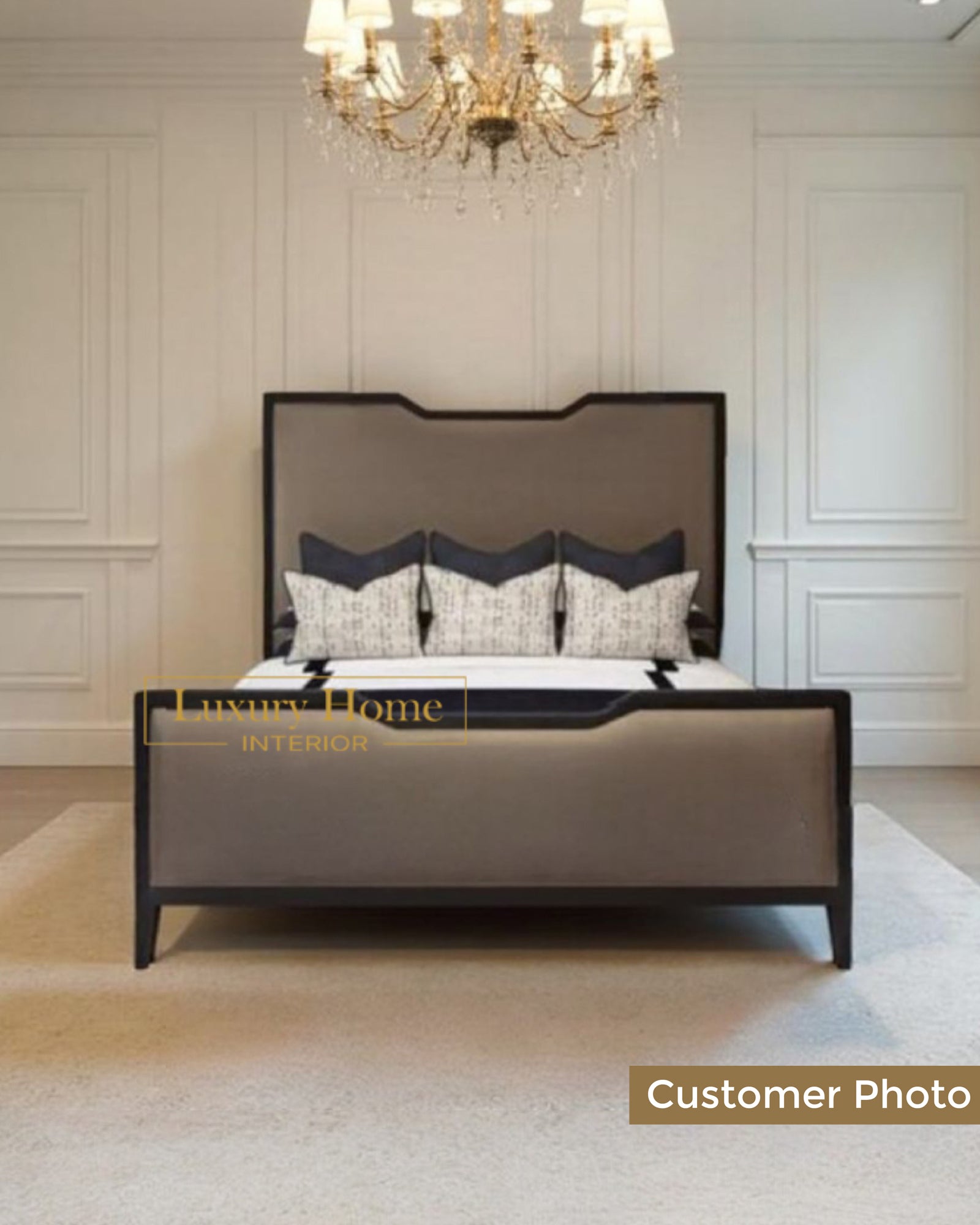 The Bespoke Royal Monochrome II Bed- With Black Metal Surround- Black & Cream Fully Customisable with Storage Options- Washington Black Border Range