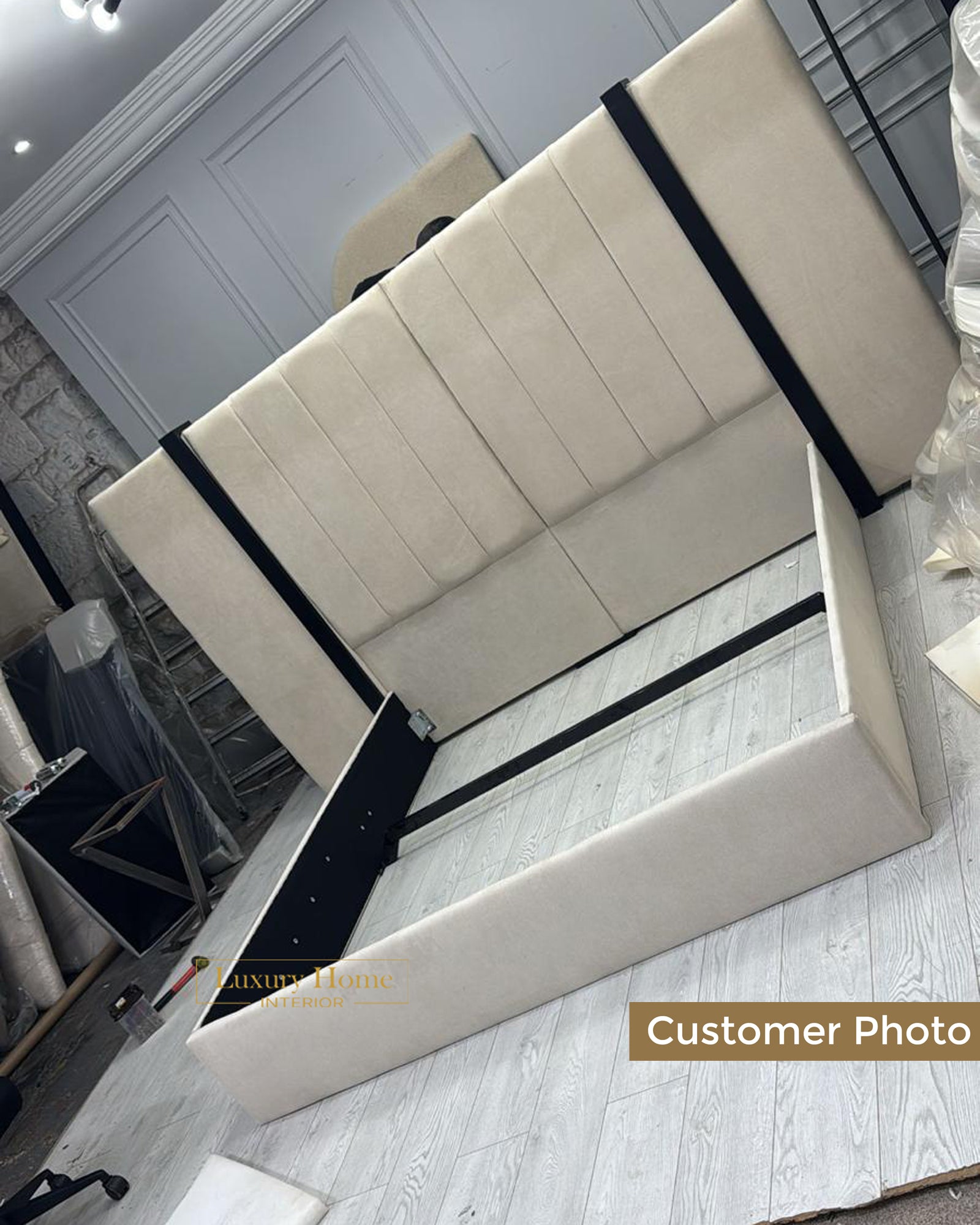 The Bespoke Royal Kensington Luxe Bed VI with Black Metal Surround- Black & Cream Fully Customisable with Storage Options- Washington Black Border Range