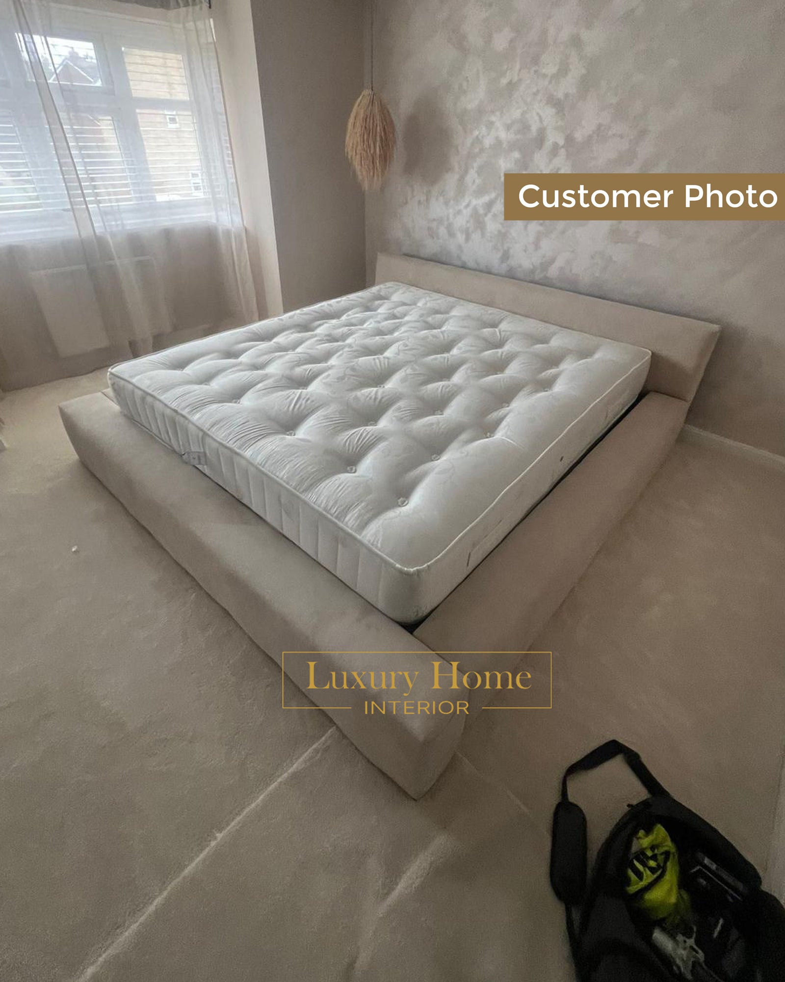 The Bespoke Laya Cloud Upholstered Low Bed Frame- Fully Customisable with Storage Options- Minimalist Cloud Range