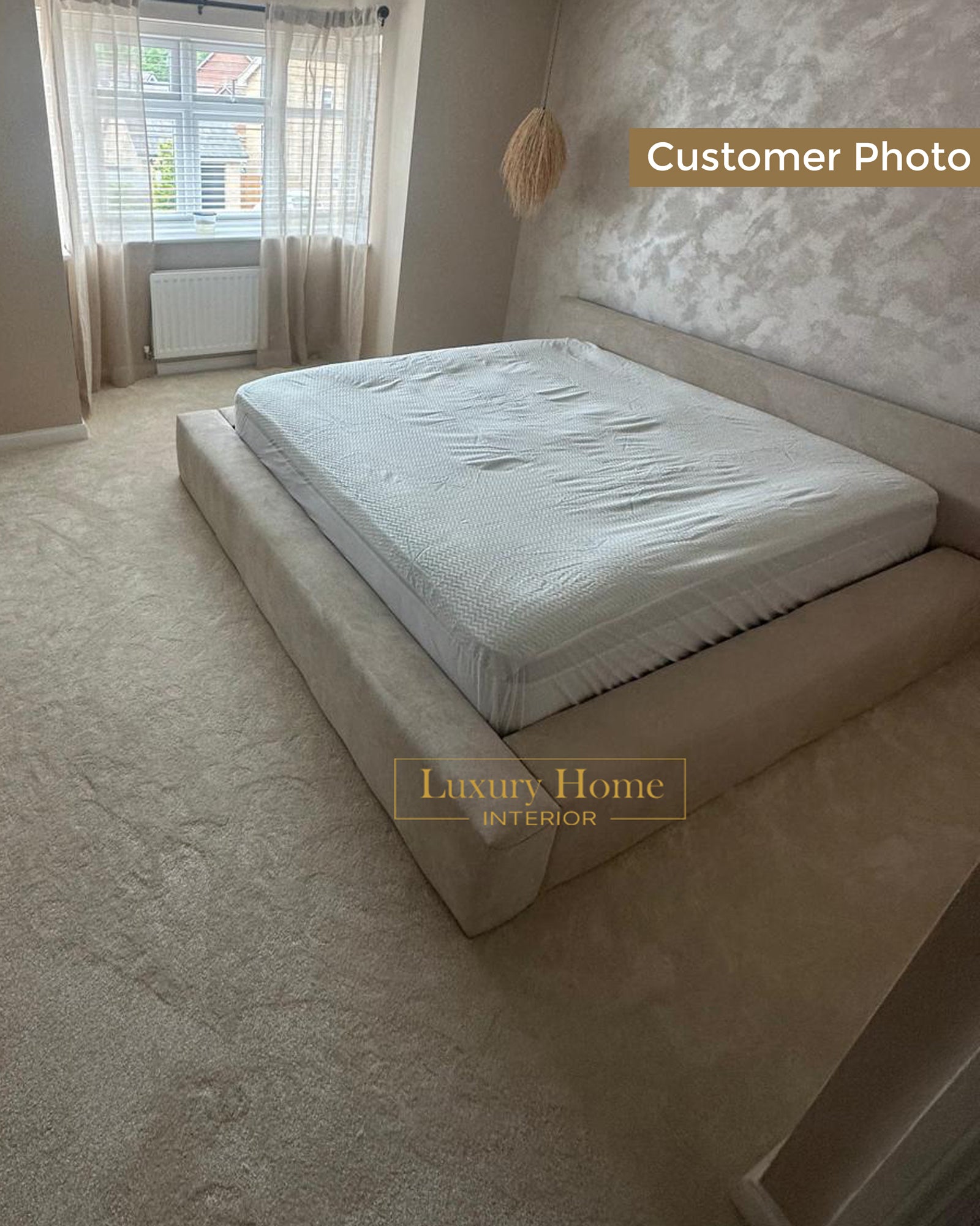 The Bespoke Laya Cloud Upholstered Low Bed Frame- Fully Customisable with Storage Options- Minimalist Cloud Range