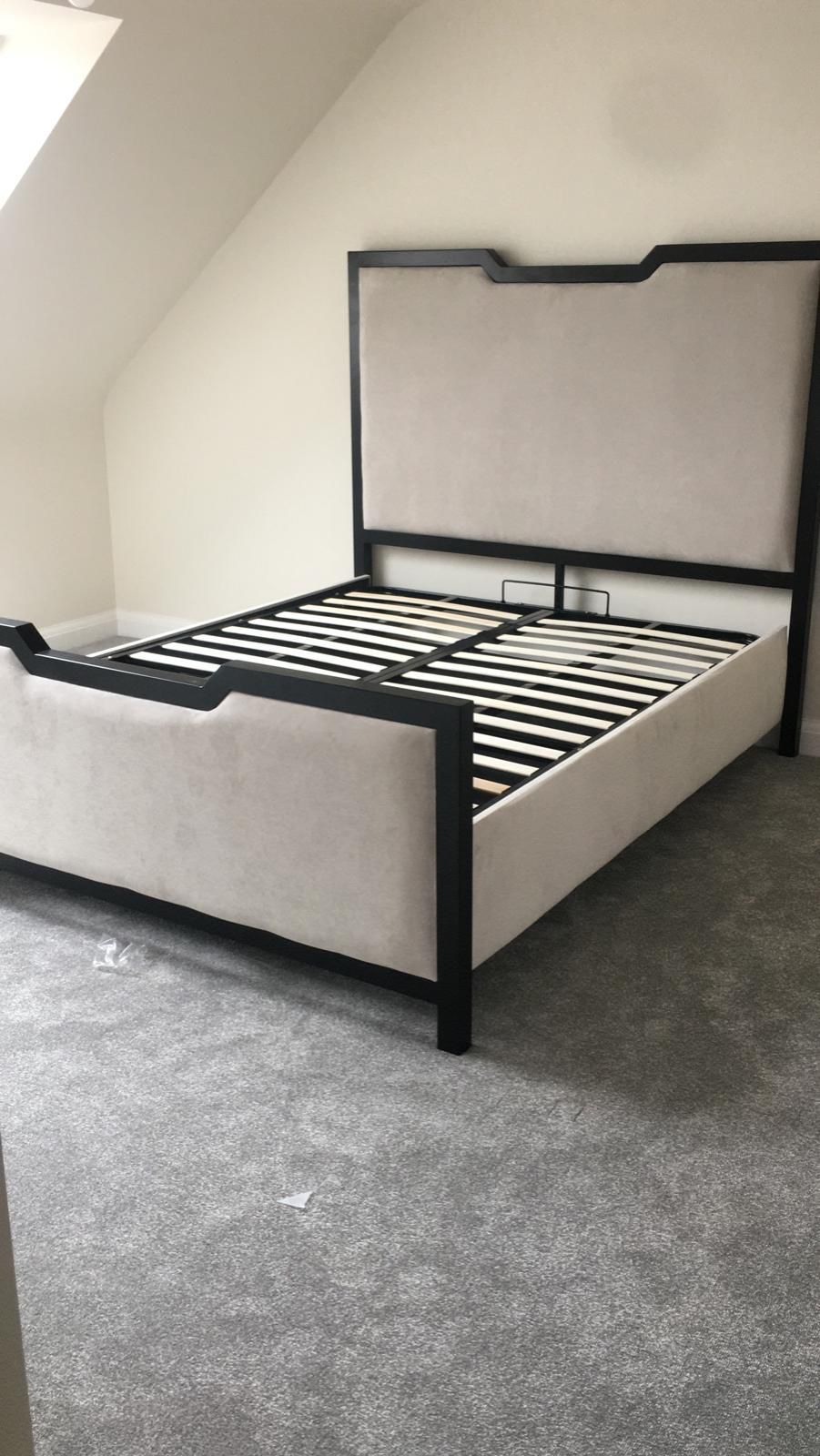 The Bespoke Royal Monochrome II Bed- With Black Metal Surround- Black & Cream Fully Customisable with Storage Options- Washington Black Border Range