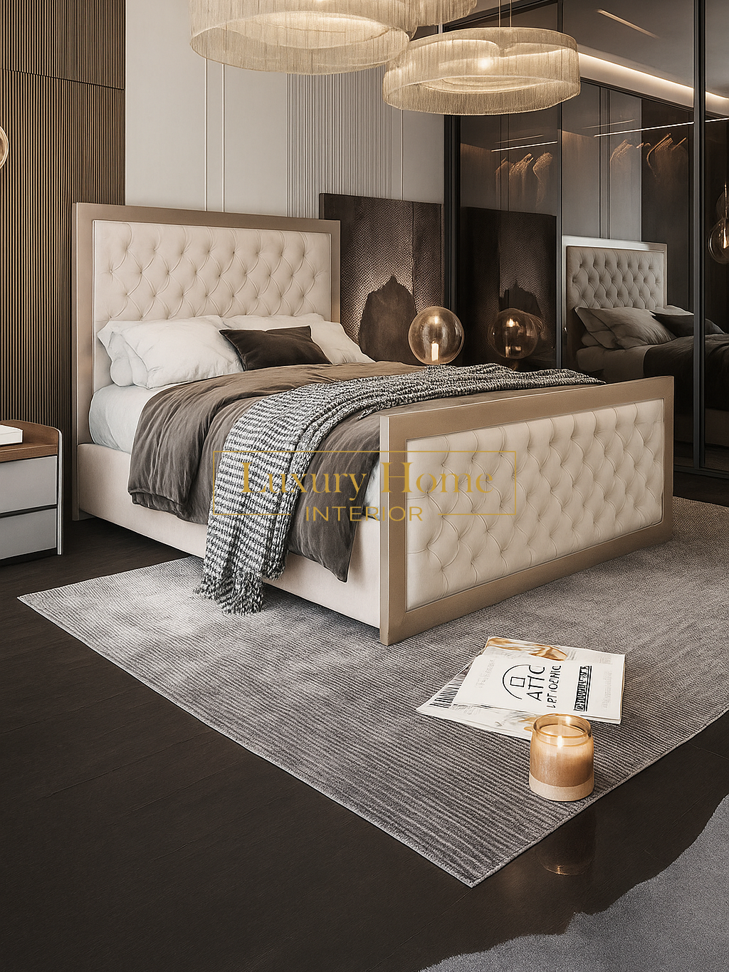 The Bespoke Letisha Upholstered Soft Velvet Metal Bed Frame- Fully Customisable With Ottoman Storage- Luxe Metal Range