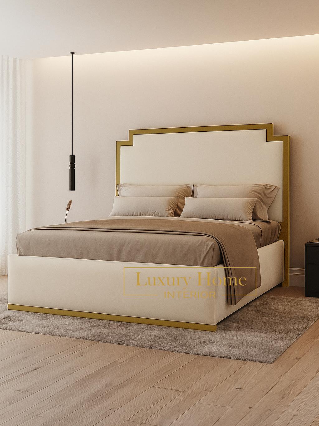 The Bespoke Royal Kensington Luxe Bed V with Black Metal Surround- Black & Cream Fully Customisable with Storage Options- Washington Black Border Range