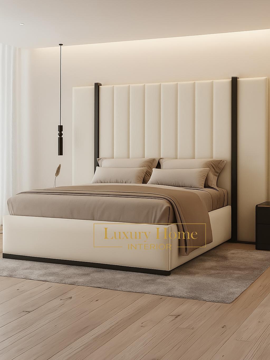 The Bespoke Royal Kensington Luxe Bed VI with Black Metal Surround- Black & Cream Fully Customisable with Storage Options- Washington Black Border Range
