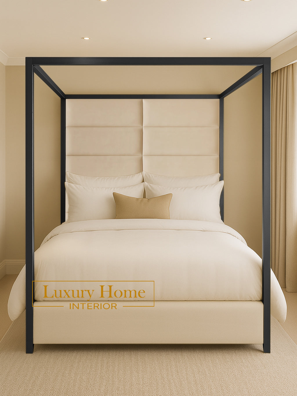 The Bespoke Windsor 4 Poster Bed with Gold or Black Metal Surround- Fully Customisable with Storage Options