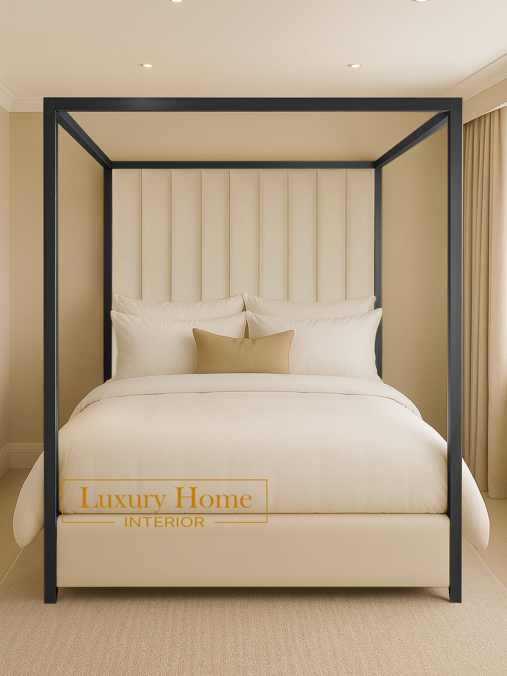 The Bespoke Brixton 4 Poster Bed with Gold or Black Metal Surround- Fully Customisable with Storage Options