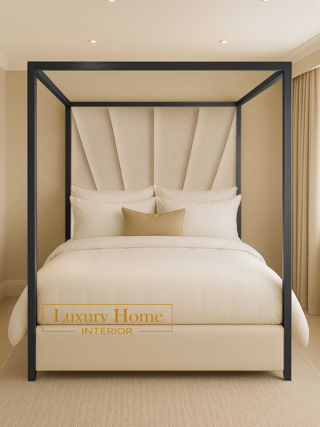 The Bespoke Bentley 4 Poster Bed with Gold or Black Metal Surround- Fully Customisable with Storage Options