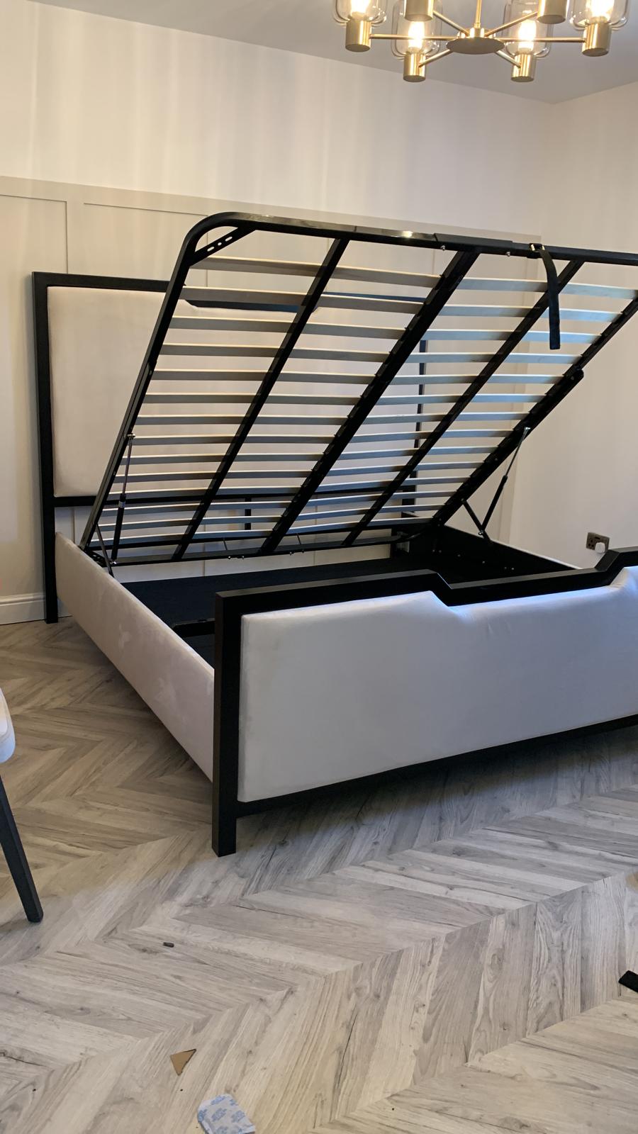 The Bespoke Royal Monochrome II Bed- With Black Metal Surround- Black & Cream Fully Customisable with Storage Options- Washington Black Border Range