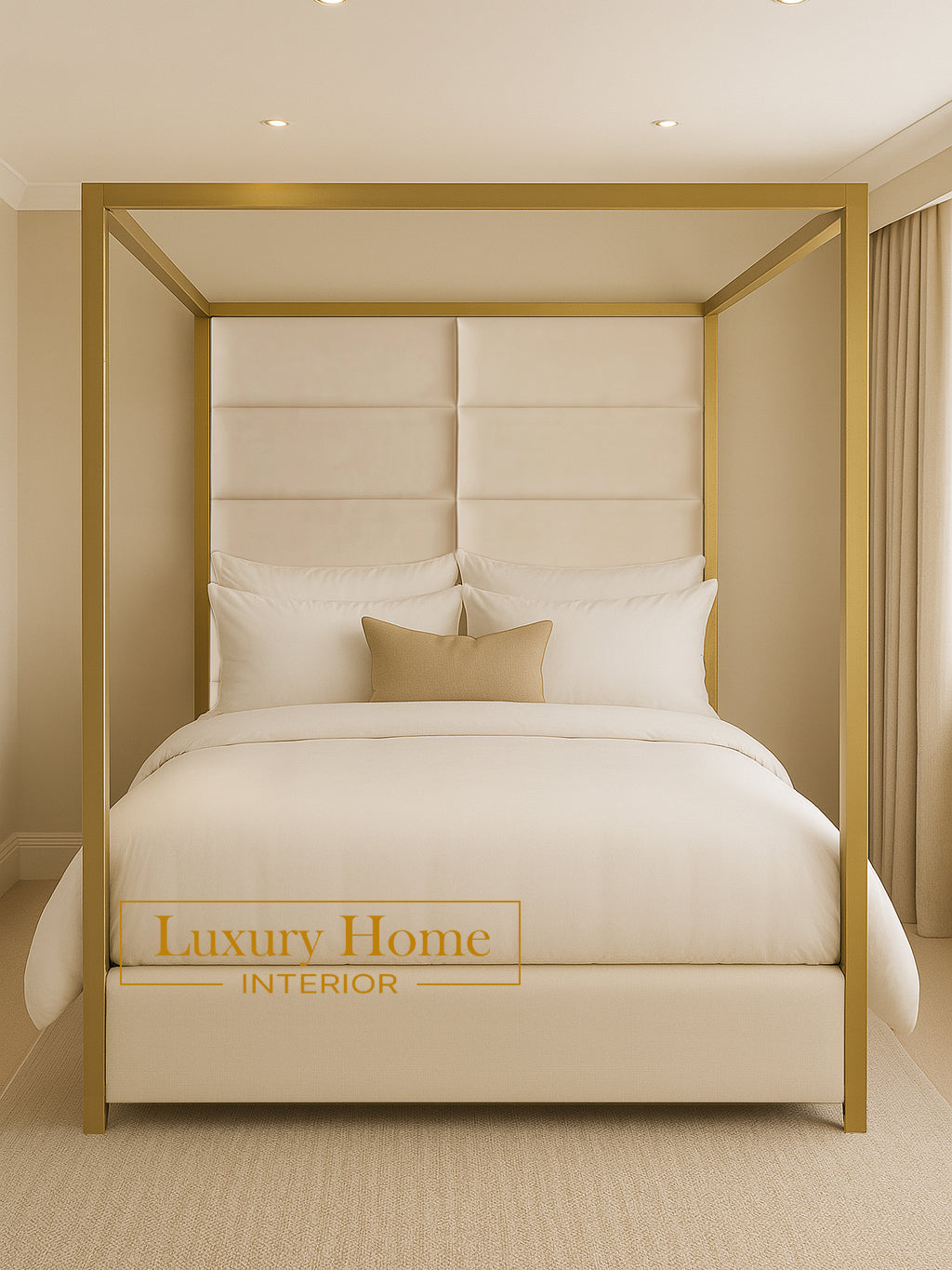The Bespoke Windsor 4 Poster Bed with Gold or Black Metal Surround- Fully Customisable with Storage Options