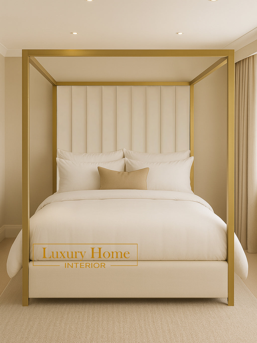 The Bespoke Brixton 4 Poster Bed with Gold or Black Metal Surround- Fully Customisable with Storage Options