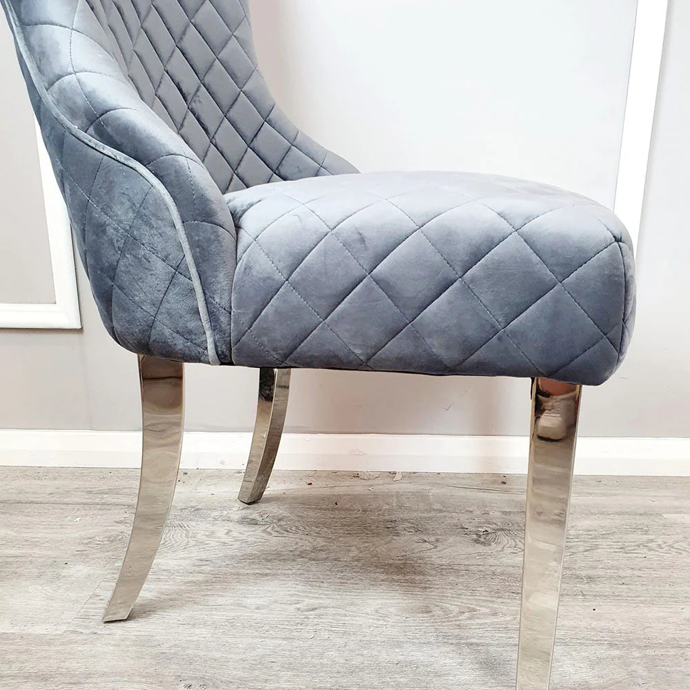 Kate Dining Chair ALL COLOURS with Chrome Clasp & Quilted Back