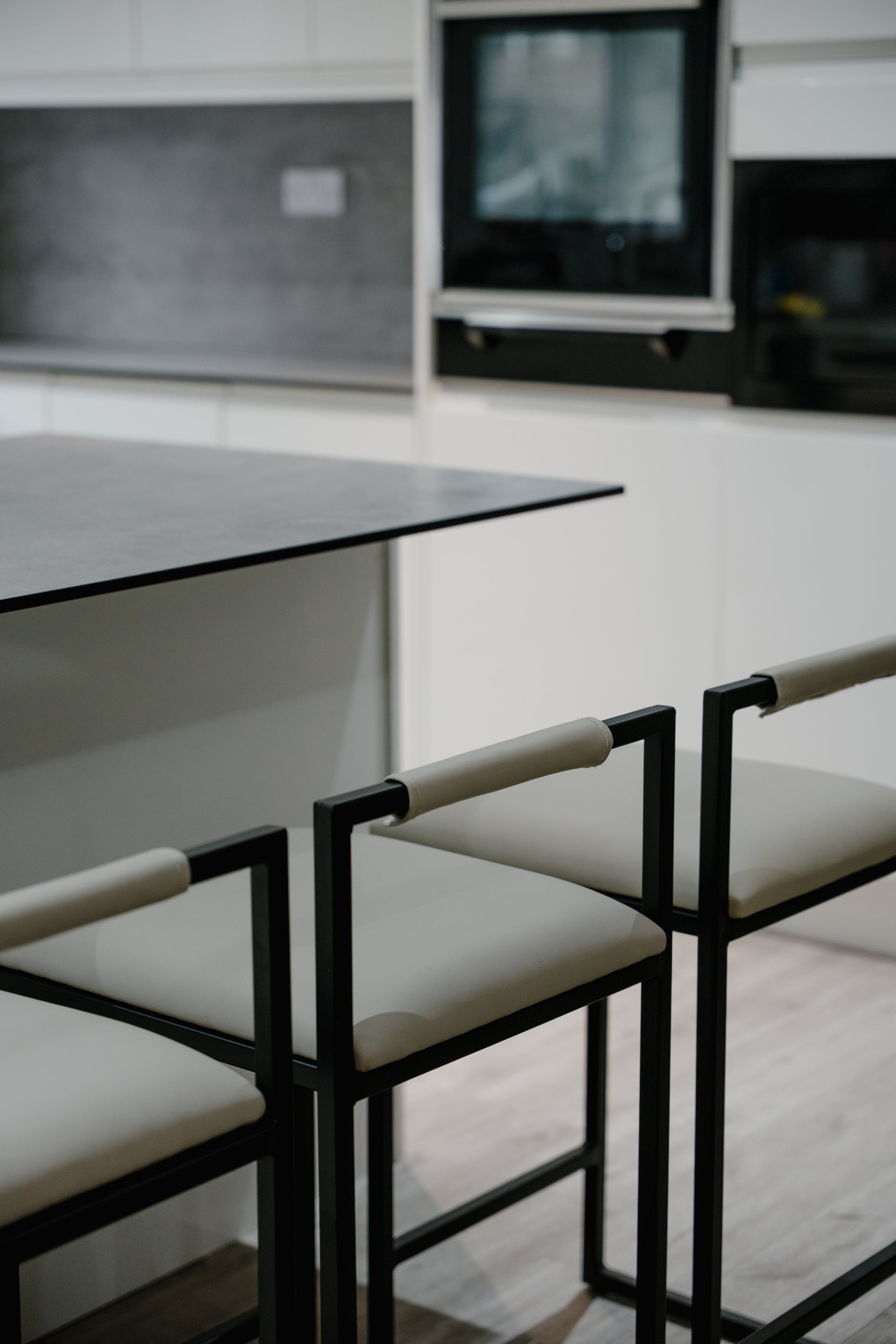 Kensington Cream Leather with Black Legs Barstool