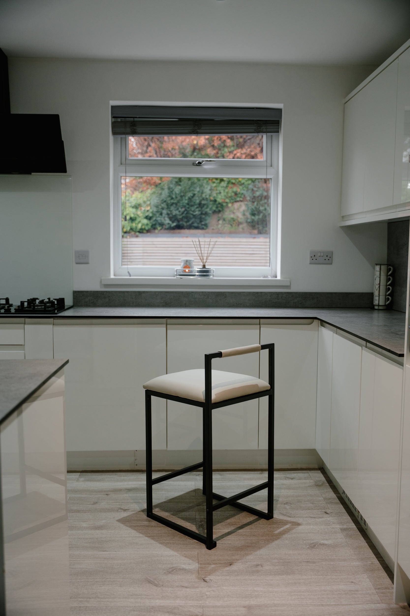 Kensington Cream Leather with Black Legs Barstool