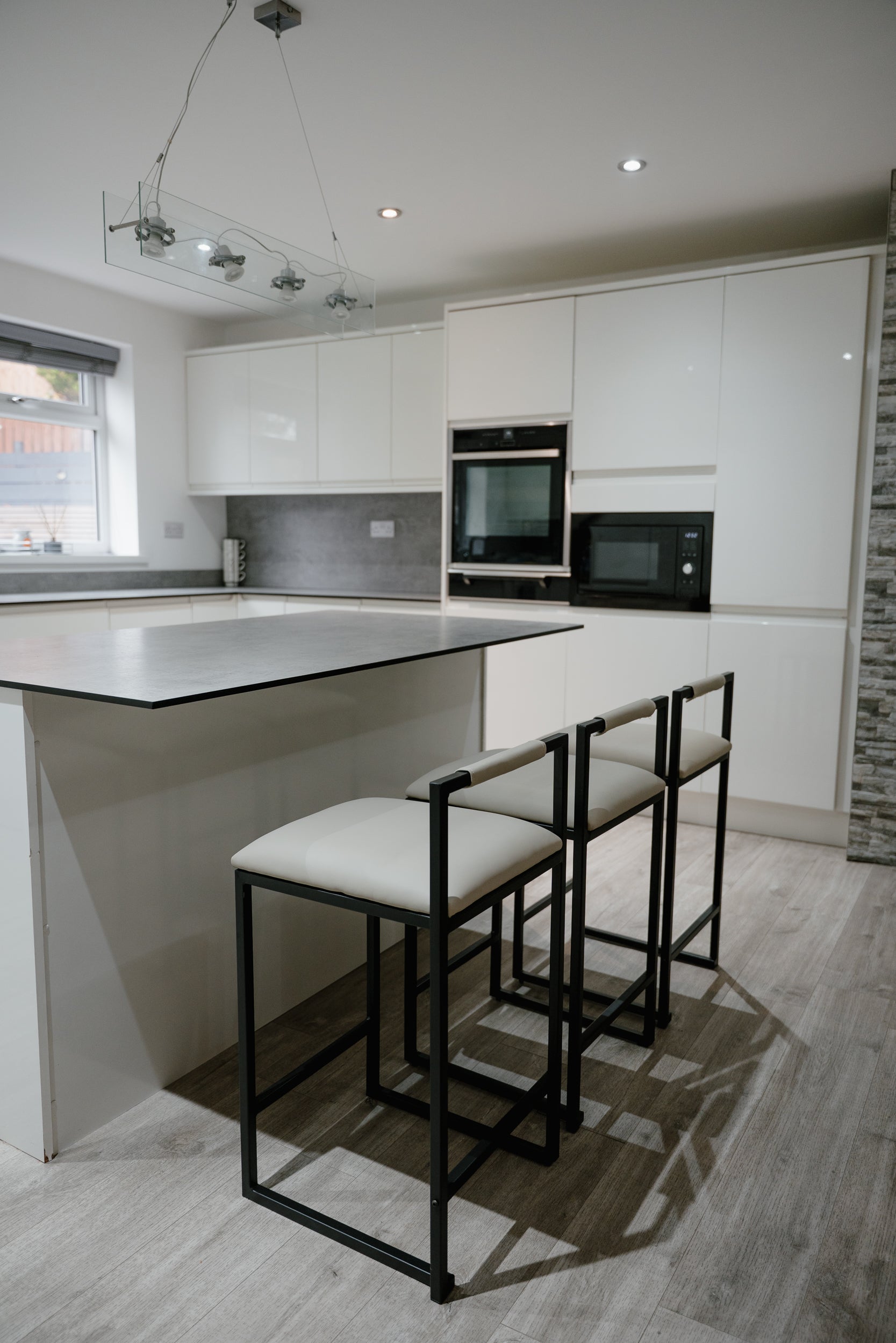 Kensington Cream Leather with Black Legs Barstool