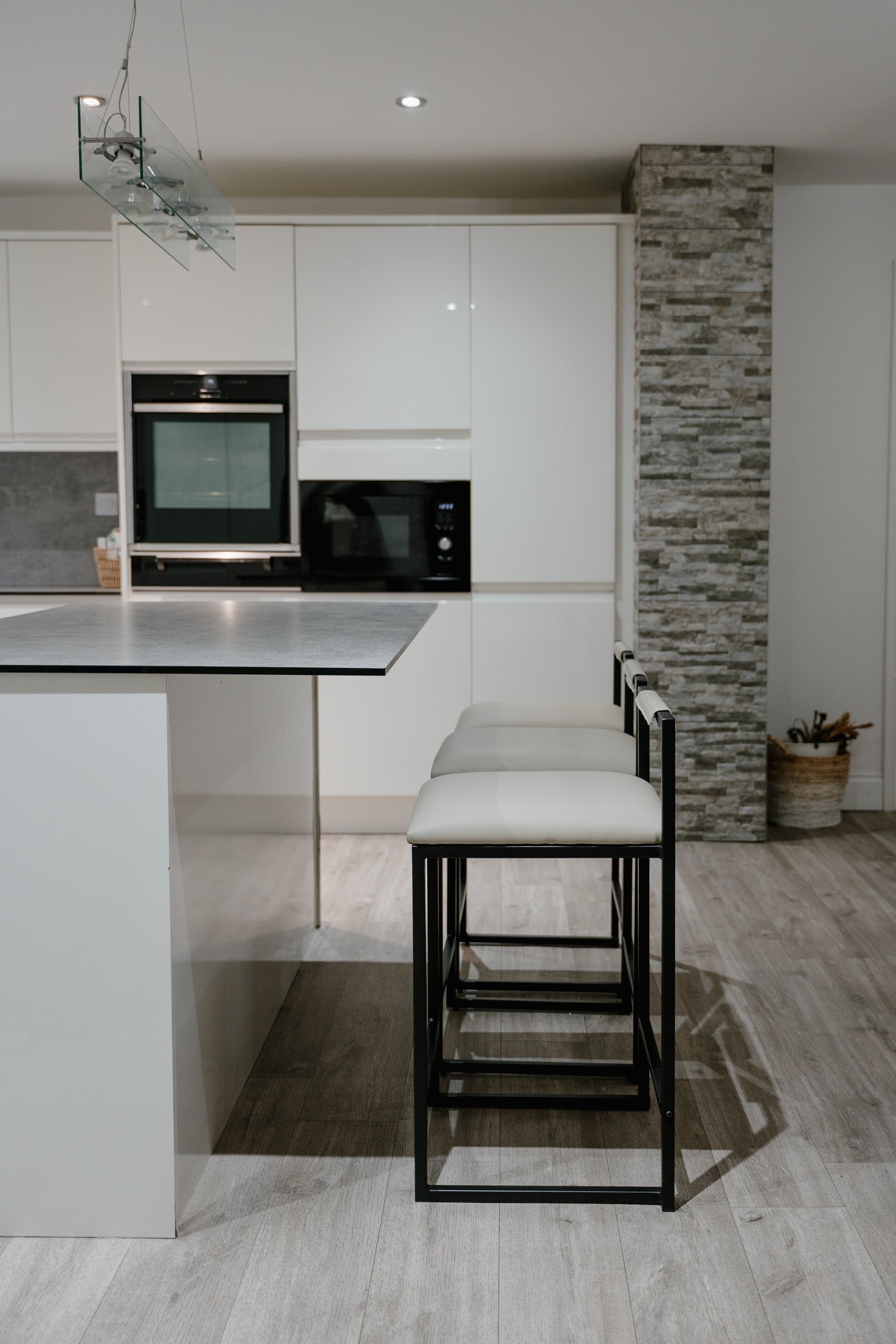 Kensington Cream Leather with Black Legs Barstool