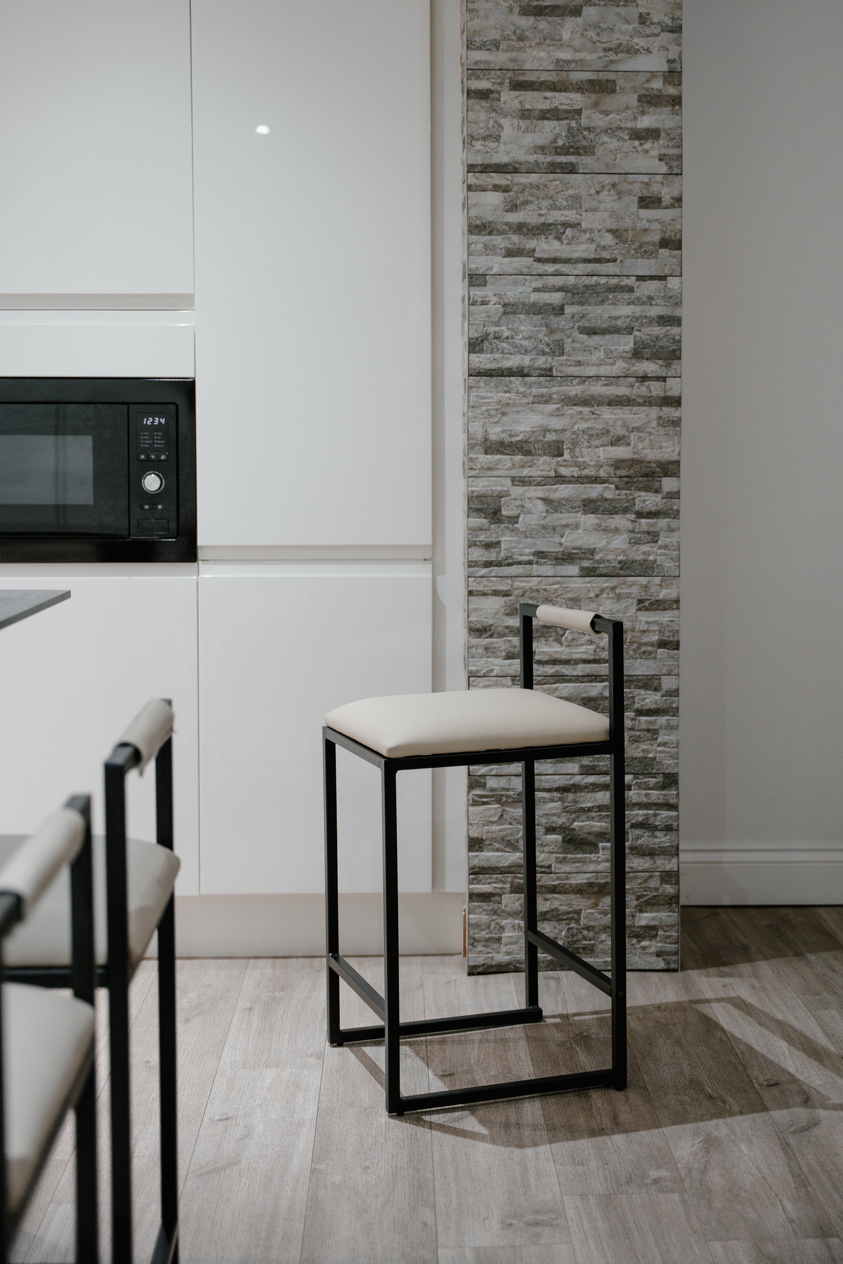 Kensington Cream Leather with Black Legs Barstool