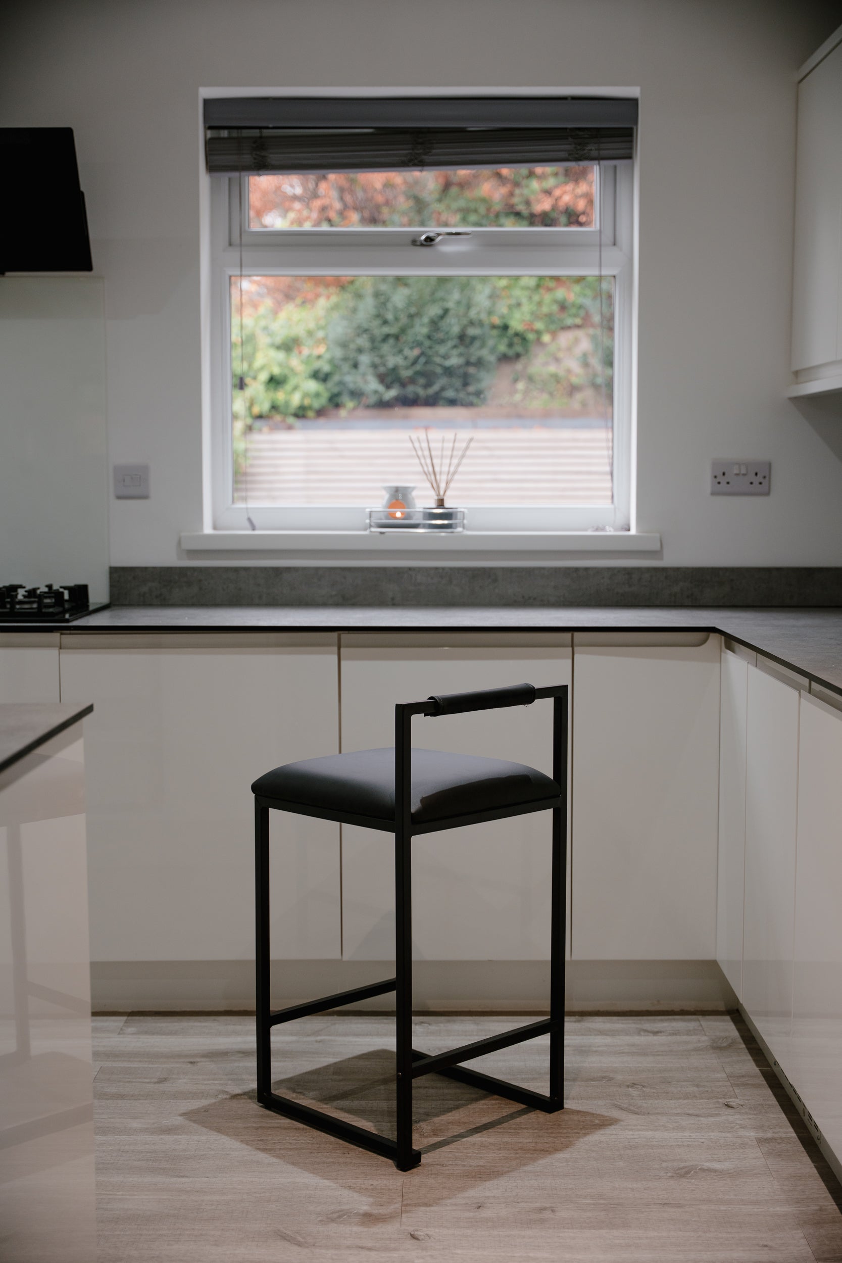 Kensington Black Leather with Black Legs Barstool