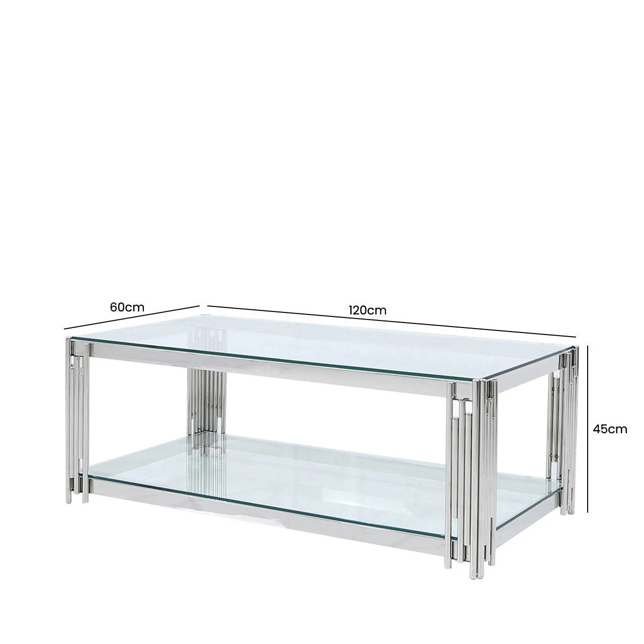 Cohen Steel Tubes and Clear Glass Coffee Table Chrome