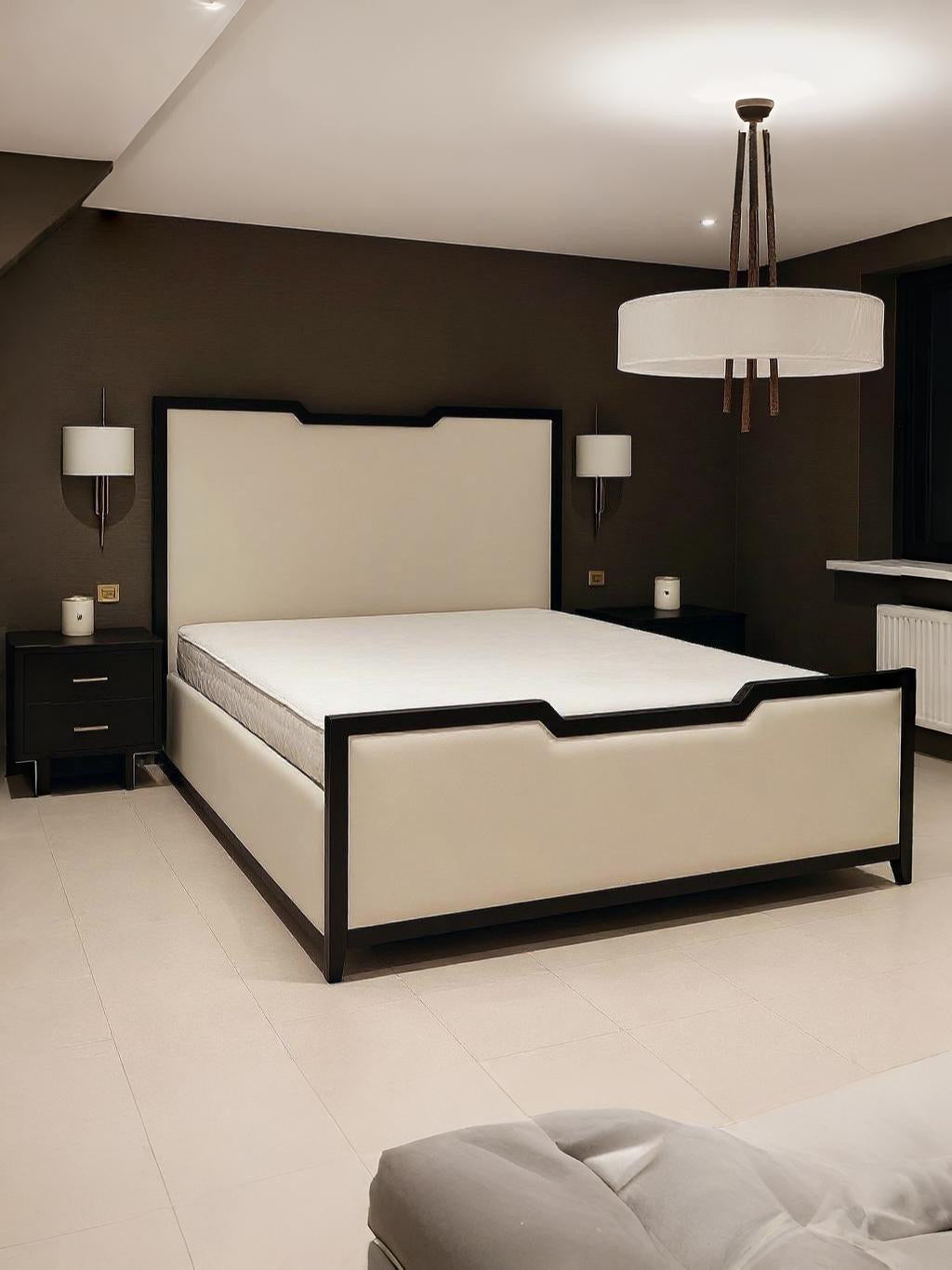 The Bespoke Royal Monochrome II Bed- With Black Metal Surround- Black & Cream Fully Customisable with Storage Options- Washington Black Border Range
