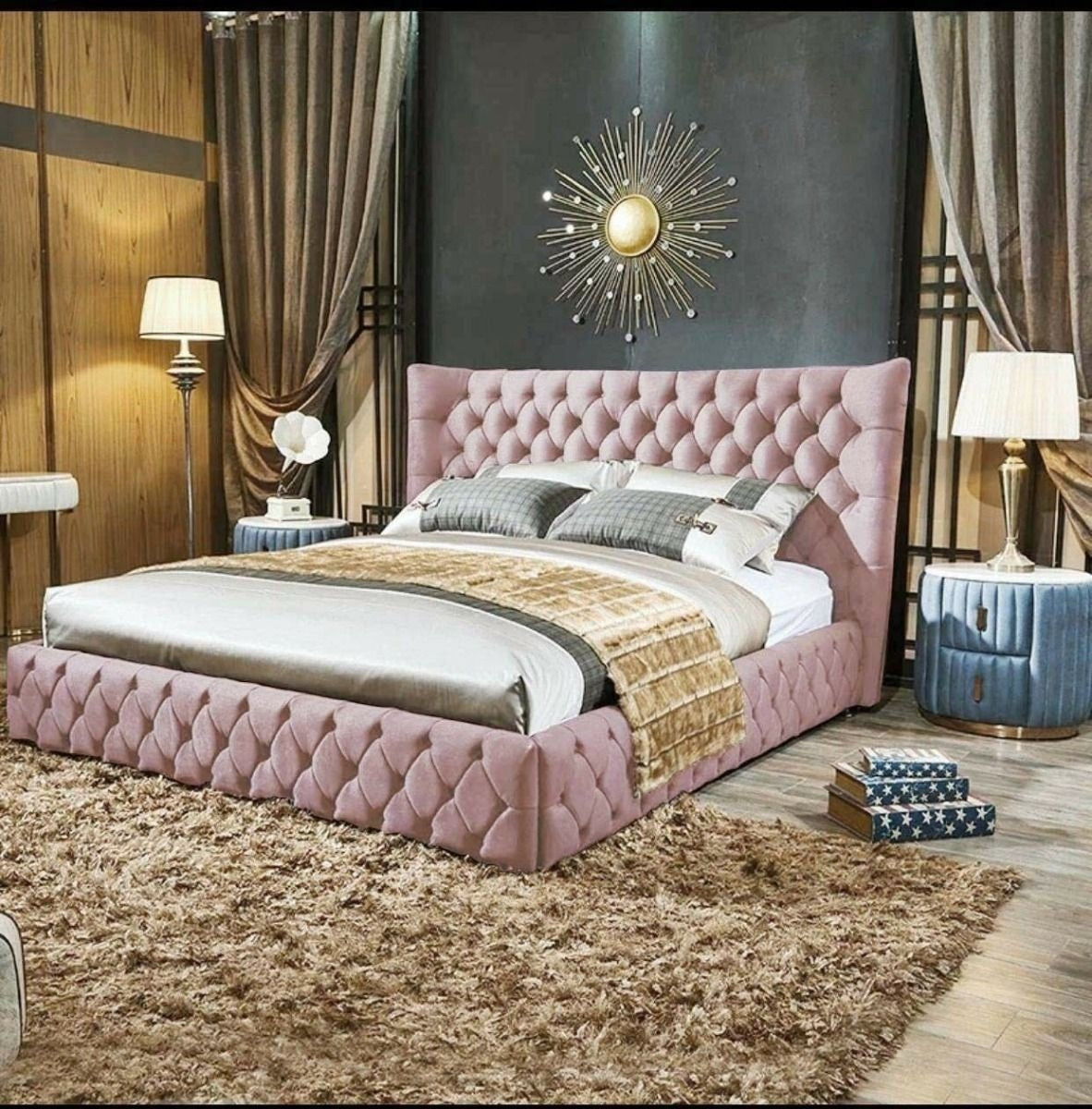 The Bespoke Isla Plush Bed- Fully Customisable with Storage Options- Velvet Monaco Range