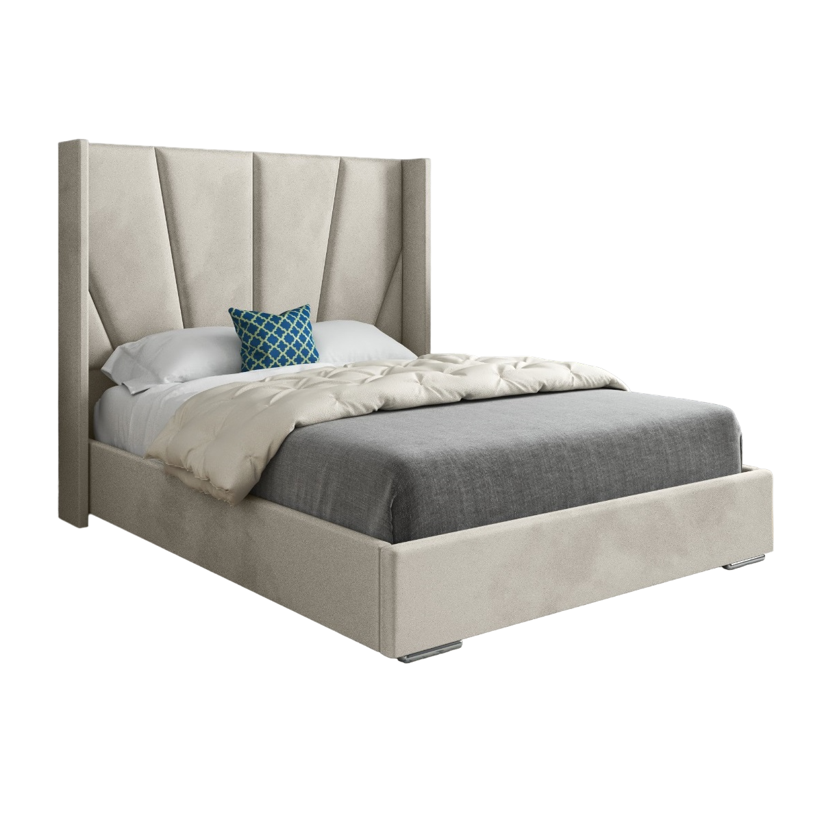 Bridgwater Wide Curved Winged Upholstered Soft Velvet Bed Frame