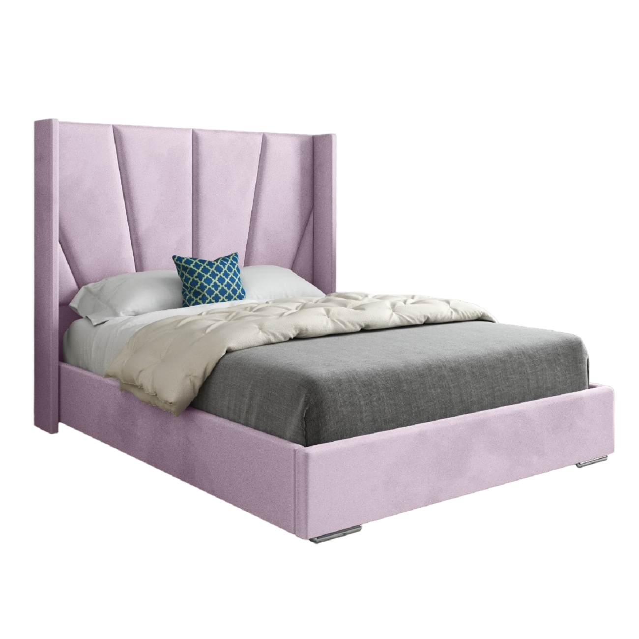 Bridgwater Wide Curved Winged Upholstered Soft Velvet Bed Frame